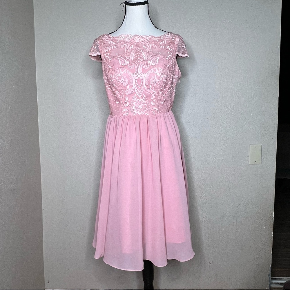 JJs House pink chiffon lace cocktail dress - Picture 2 of 8